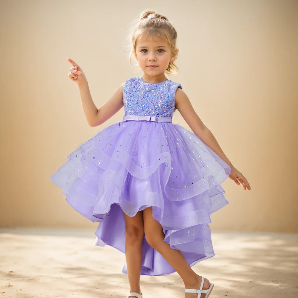 Flower Girls Princess Sequins Baby Wedding Christmas Party Trailing Dress Teenager Children Kids Elegant Vestidos for 3-15Years girls dresses