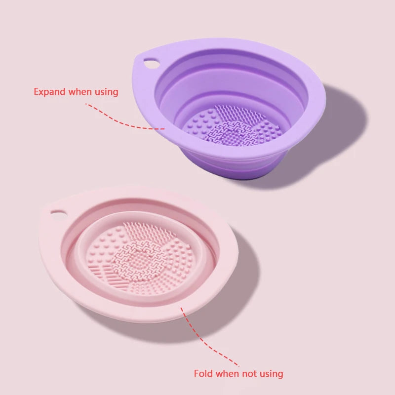 Silicone Makeup Brush Cleaner Folding Powder Puff Cleaning Bowl Eyeshadow Brushes Washing Soft Mat Beauty Tools Scrubber Box makeup accessories