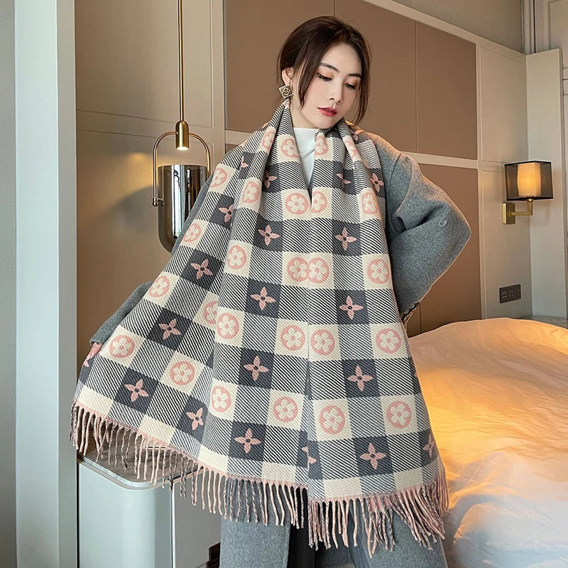 New Elegant Women's Autumn Winter pashmina Fashionable Versatile Air-Condition Shawl Thickened Warm Scarf Suitable For Daily Use scarf and shawl