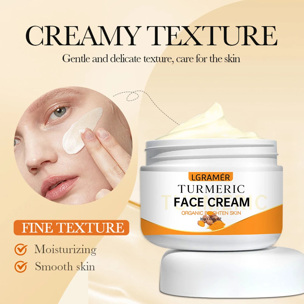 Turmeric Whitening Face Cream Wrinkle Removal Lighten Fine Lines Makes Skin Look More Youthful Birghten Moisturize Facial Care face care