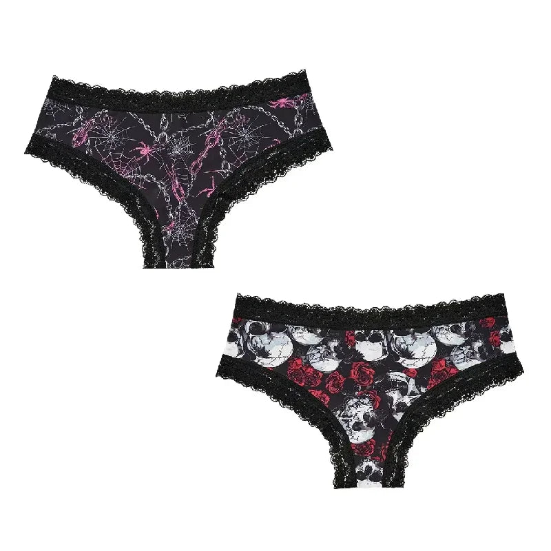 2Pc Set Lingerie Woman Sexy Underwear Lace Female Underwear Ghost Bat Butterfly Gothic Style Breathable Panties For Women undergarments