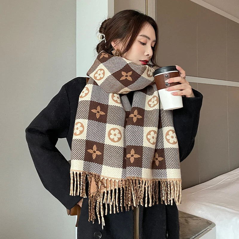 New Elegant Women's Autumn Winter pashmina Fashionable Versatile Air-Condition Shawl Thickened Warm Scarf Suitable For Daily Use scarf and shawl