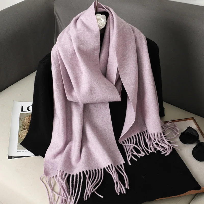 62Color Solid Women Winter Scarf Warm Thicken Cashmere Shawl Outdoor Fashion Luxury Tassels Pashmina Lady Wrap Windproof Scarves scarf and shawl