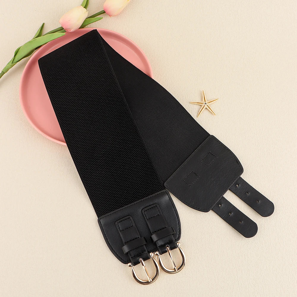 High sense retro pin buckle waist seal elastic elastic wide belt ladies fashion accessories belt