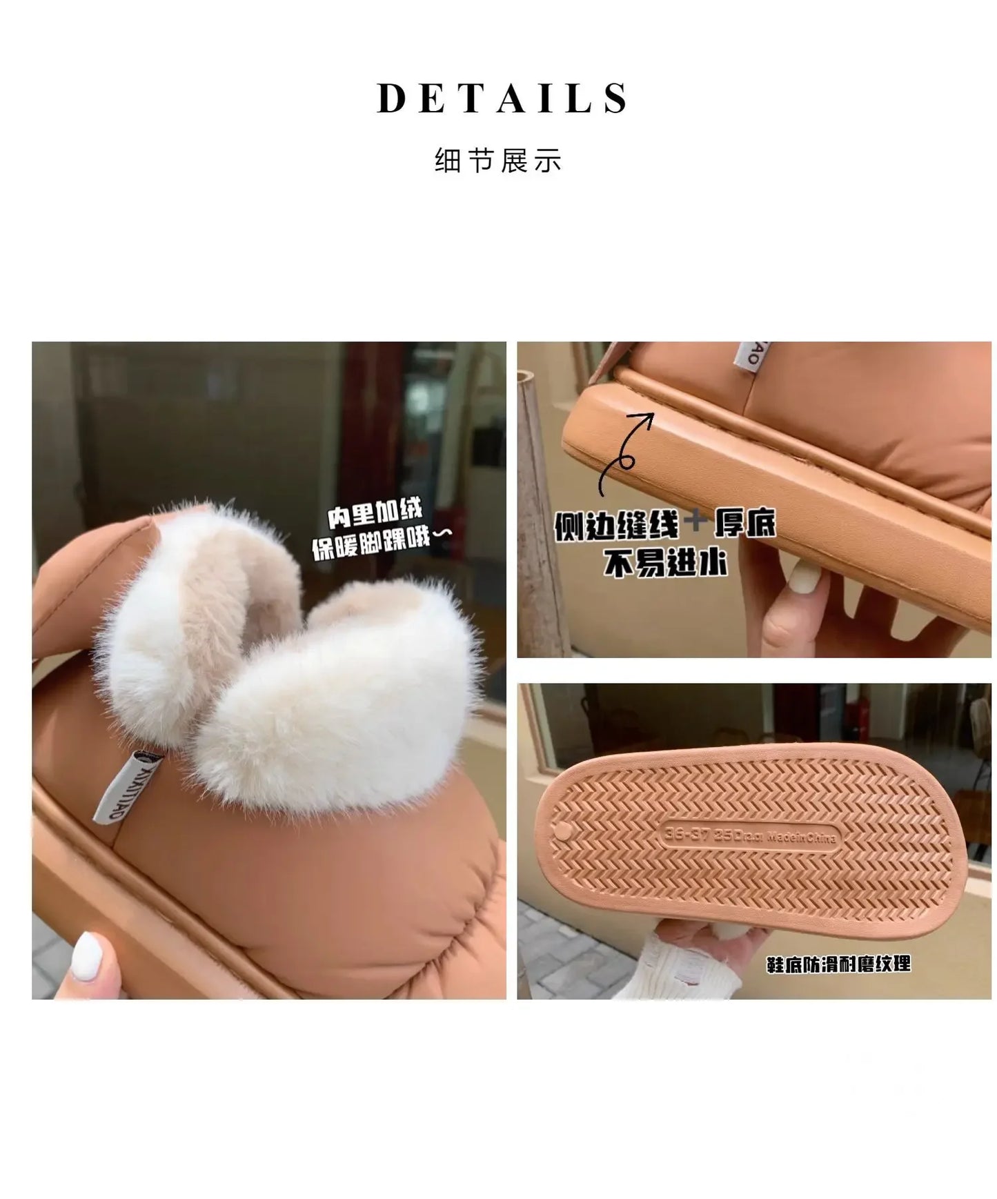 Cute Warm Ankle Boots Winter Women's Bow Warmth Plush Bow New Waterproof Down Cloth Short Barrel Snow Boots ankle boots