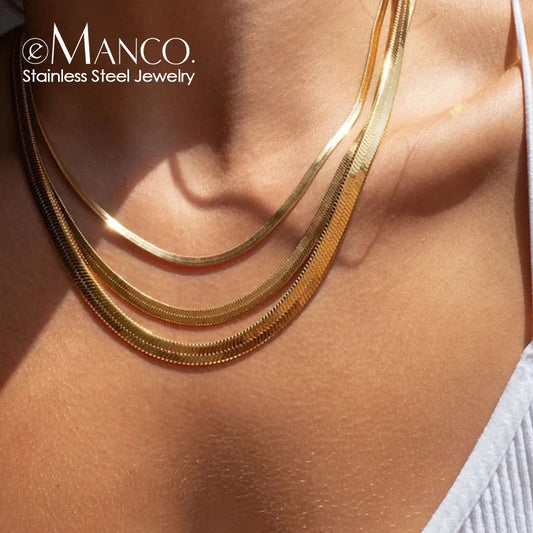 Hot Sale Fashion Unisex Model Snake Chain Women's Necklace Choke Stainless Steel Gold-Plated Accessories Wholesale  necklace