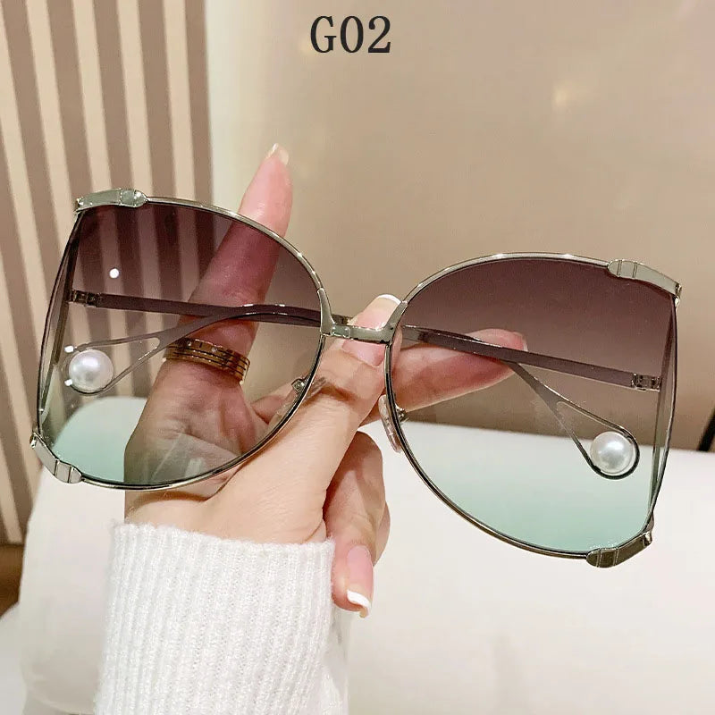 sunglasses Women 2024 Vacation Luxury Oversized Fashion Glasses Sunscreen