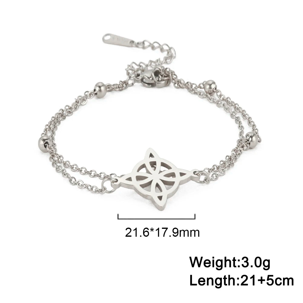 Witch Knot Pendant Anklets for Women Stainless Steel Silver Color Anklet Summer Accessories Beach Jewelry anklet