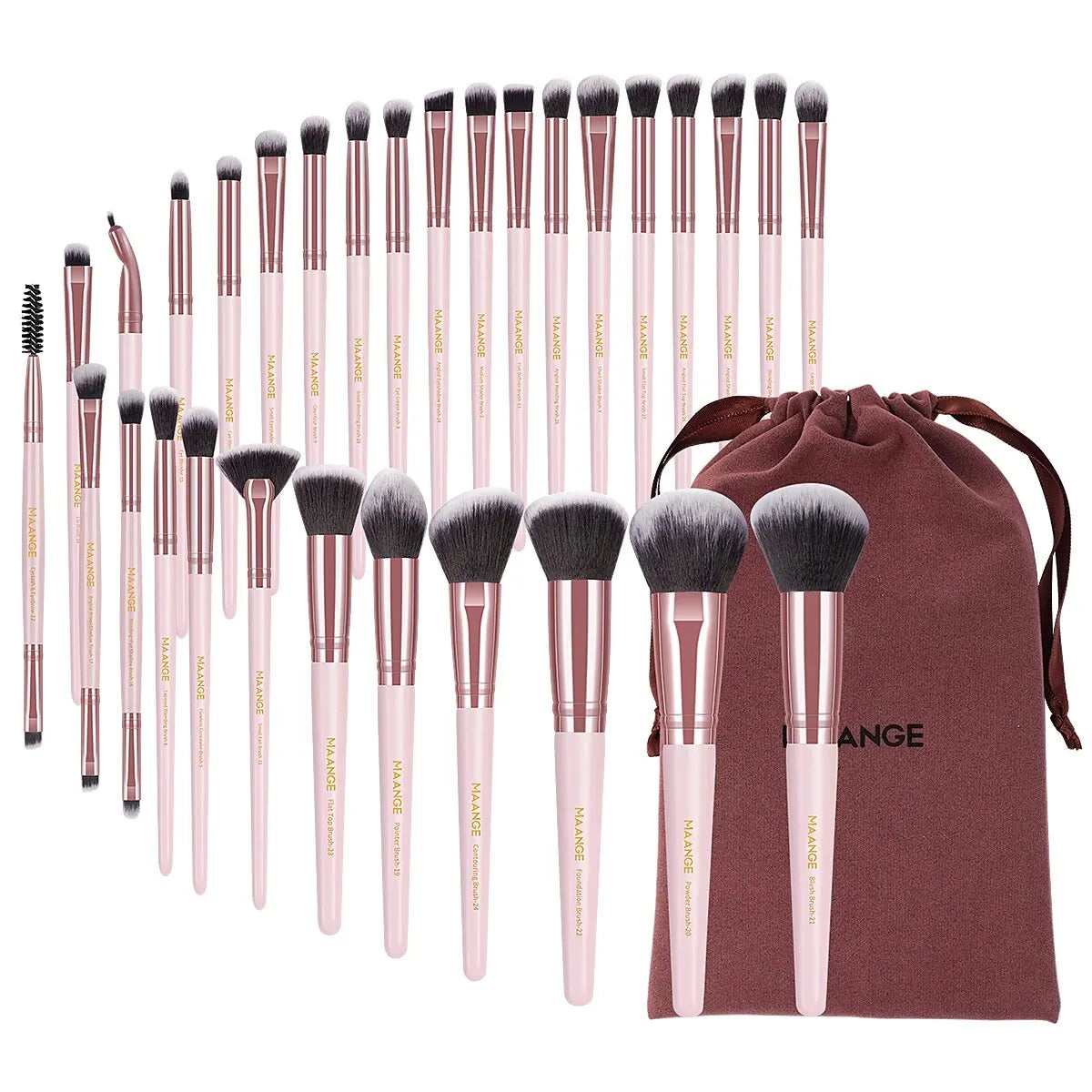 MAANGE 30pcs Professional Makeup Brush Set Foundation Concealers Eye Shadows Powder Blush Blending Brushes Beauty Tools with Bag makeup accessories