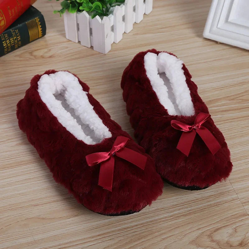 Home Fuzzy Slipper Women Winter Fur Contton Warm Plush Non Slip Grip Indoor Fluffy Lazy Female Mouse Ears Floor Shoe Living room slipper