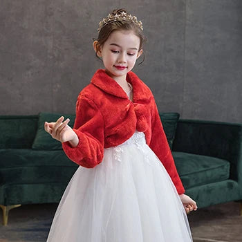 2-12 Years Autumn Girls Plush Jacket Keep Warm Little Princess Cloak Long Sleeve Shawl Christmas Birthday Party New Kids Clothes  girls jackets and coats