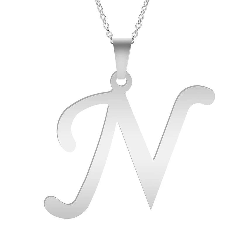 Fashion Letters A-Z Necklace for Women Men Stainless Steel High Quality English Alphabe Necklace A B C D E FGHIJKLMNOPQRSTUVWXYZ necklace