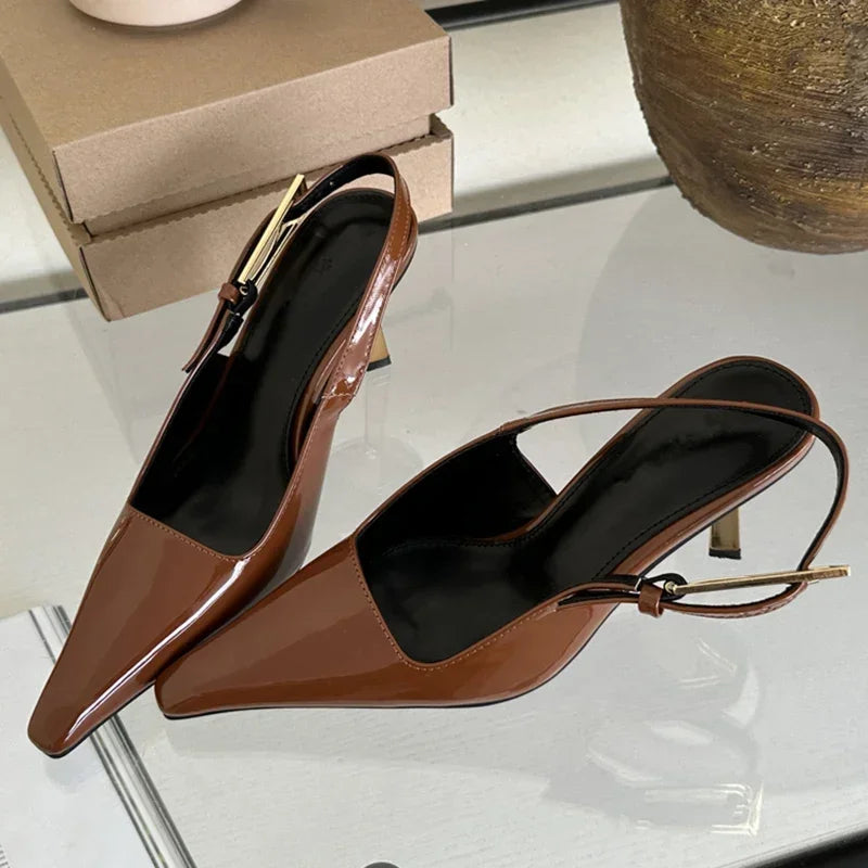 New Band Women Pumps Shoes Fashion Shallow Slip On Slingback Sandals Thin High Heel shoes