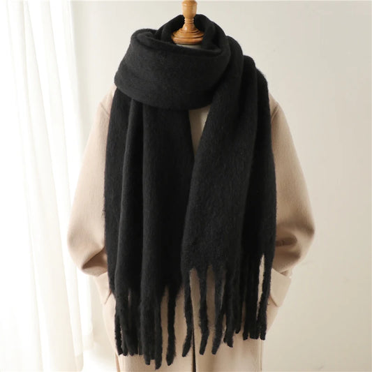 Winter Scarf for Women Cashmere Warm Solid Pashmina Blanket Wraps Female Thick Soft Bufanda Big Tassel Shawl Long Poncho Echarpe scarf and shawl