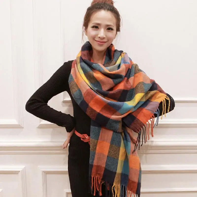 Winter Female Lattice Imitation Cashmere Scarf Autumn And Winter Thick Fashion Warm Wild Scarf Shawl scarf and shawl