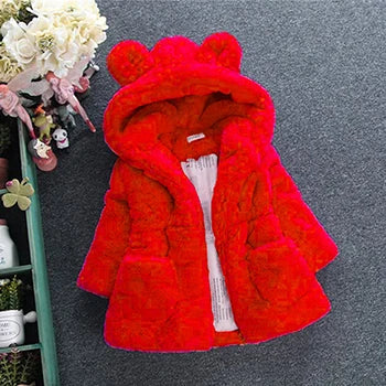 1-7 Year Baby Girls Jacket Autumn Winter Warm Faux Fur Coat For Girls Christmas Princess Outwear Fashion Plush Children Clothing girls jackets and coats