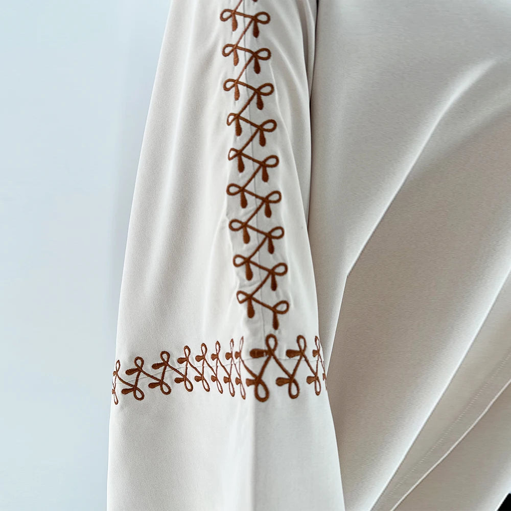 New Arrival Buckles Embroidery Abaya Hijab Dress Kimono Coat Outwear Women Long Sleeve Loose Arabic Muslim Dubai Moroccan Caftan abaya