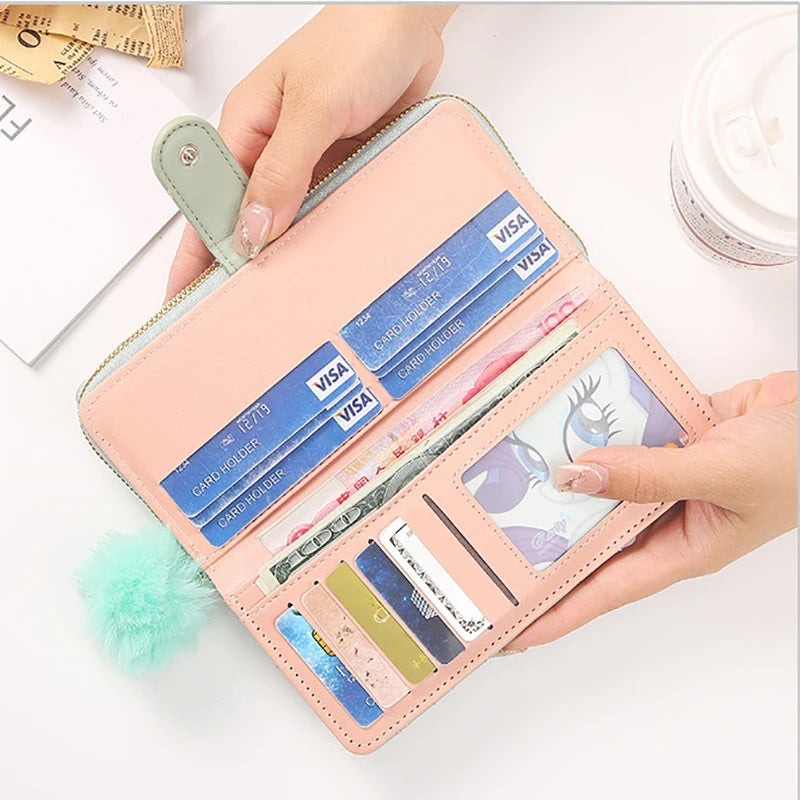 Women Long Wallet Pu Leather Card Holder Large Capacity Hasp Zipper Coin Purse Multi Card Organizer Cell Phone Wristlet Handbag bags