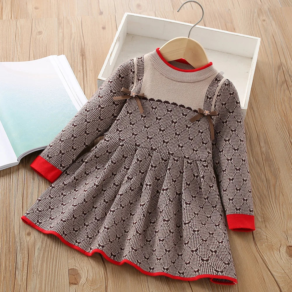 Girls Dress Winter Knitting Sweater Dress Autumn Long Sleeve Princess Dress Vestidos Warm Toddler Girl Clothes Kids Clothing girls dresses