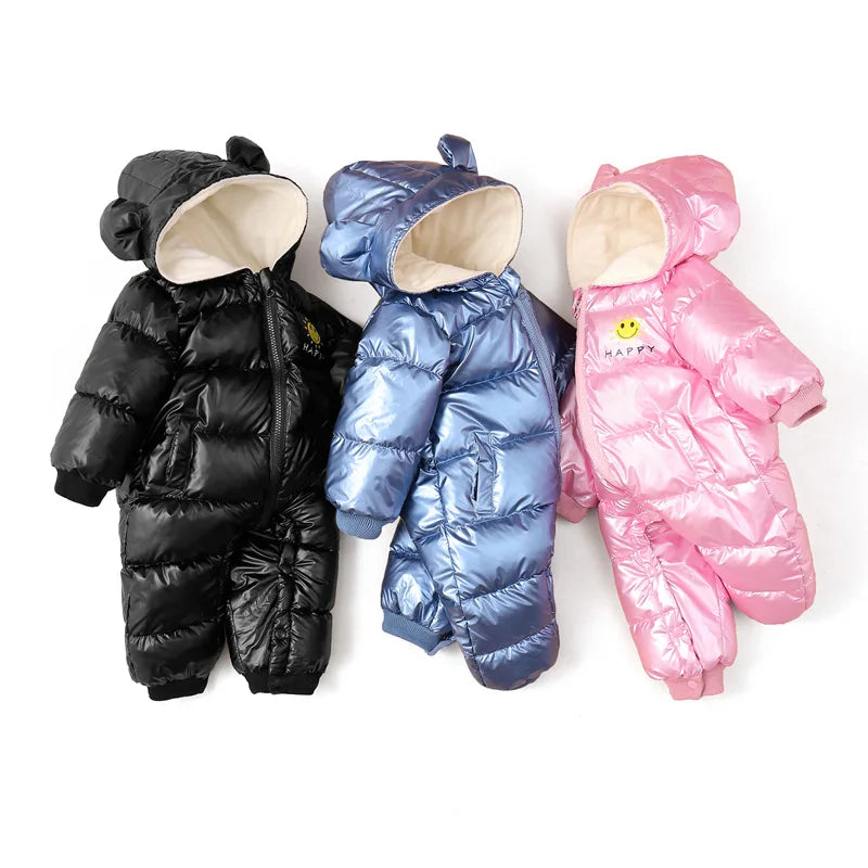 Baby Winter Snowsuit Plus Velvet Waterproof No-wash Baby Boy Jumpsuit Newborn Romper Baby Girl Overalls Infant Coat Clothes infants girls infants boys