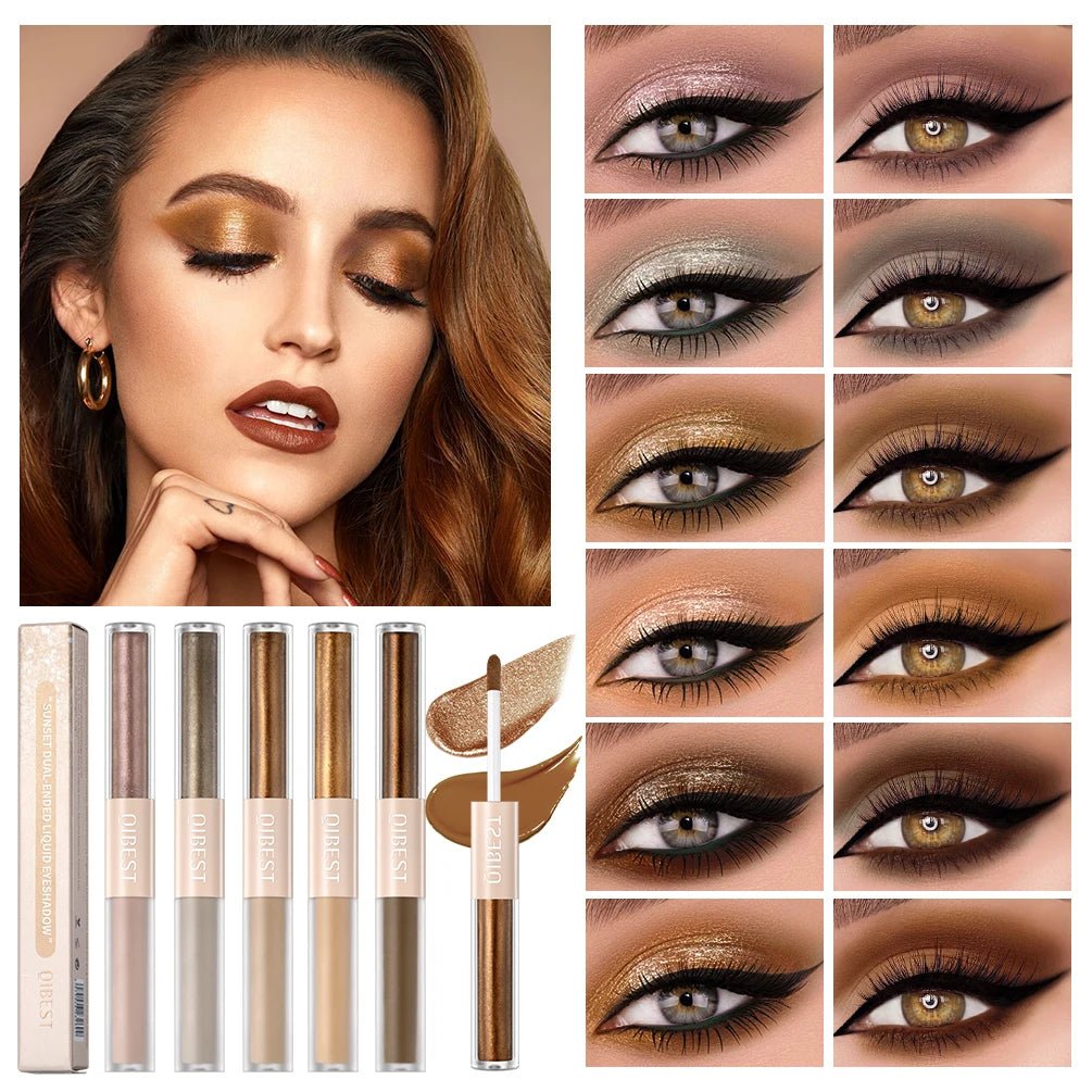 2 In 1 Stick Pearly Matte Eyeshadow Cream Smooth Nude Eye Makeup Liquid Contour Shadow Stick Waterproof Shimmer High Light Pen eyes