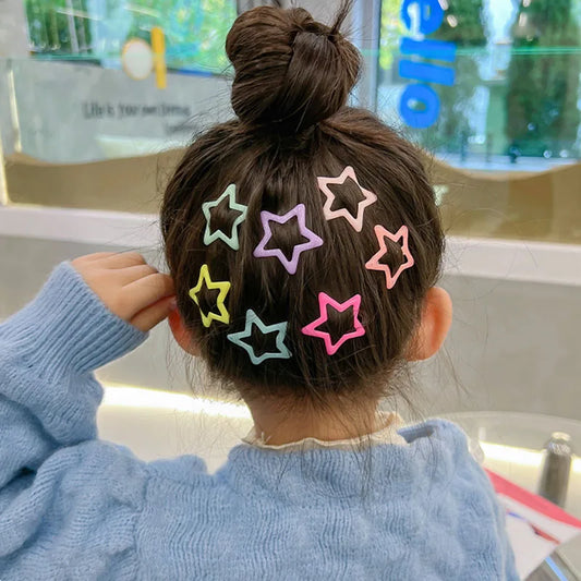 10pcs/set Cute Colorful Star Waterdrop Shape Hair Clips For Girls Children Lovely Hair Decorate Hairpins Kids Hair Accessories   hairclips