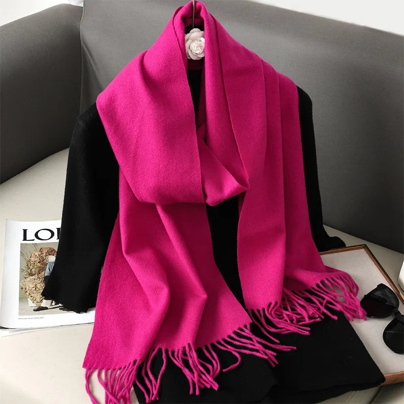 62Color Solid Women Winter Scarf Warm Thicken Cashmere Shawl Outdoor Fashion Luxury Tassels Pashmina Lady Wrap Windproof Scarves scarf and shawl