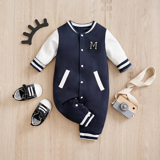 Newborn Baby Baseball Clothes 0 3 6 9 12 Months Boston Cotton Long Sleeve Footies Toddler Boy Clothes Kids Jumpsuit Pyjama Bebe infants boys