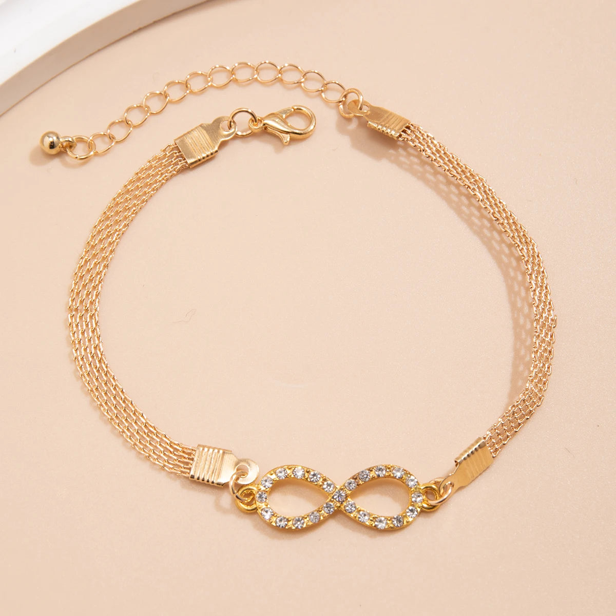 Trendy Full Rhinestone Heart Geometric Charm Anklet for Women Net Chain On Leg Bracelet Ankle Girls Party Beach Jewelry anklet