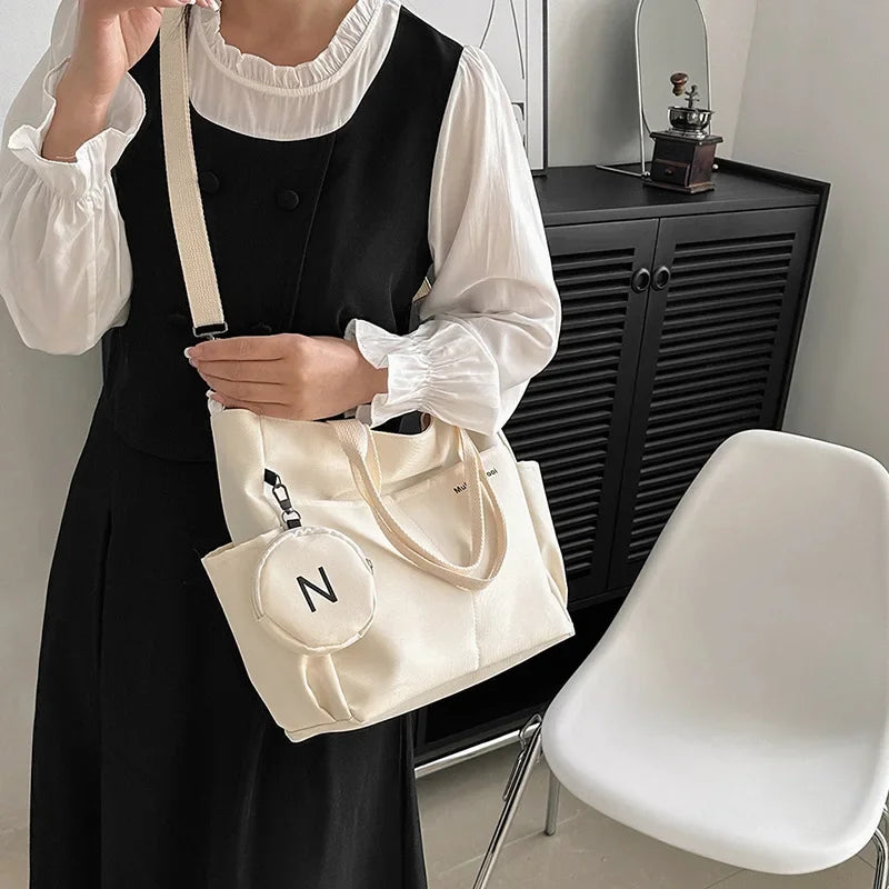 Women Shoulder Crossbody Bag Japanese Canvas Tote Messenger Bag for Student 2024 Ladies Hand Bags Female Handbag Bolsa Feminina bags