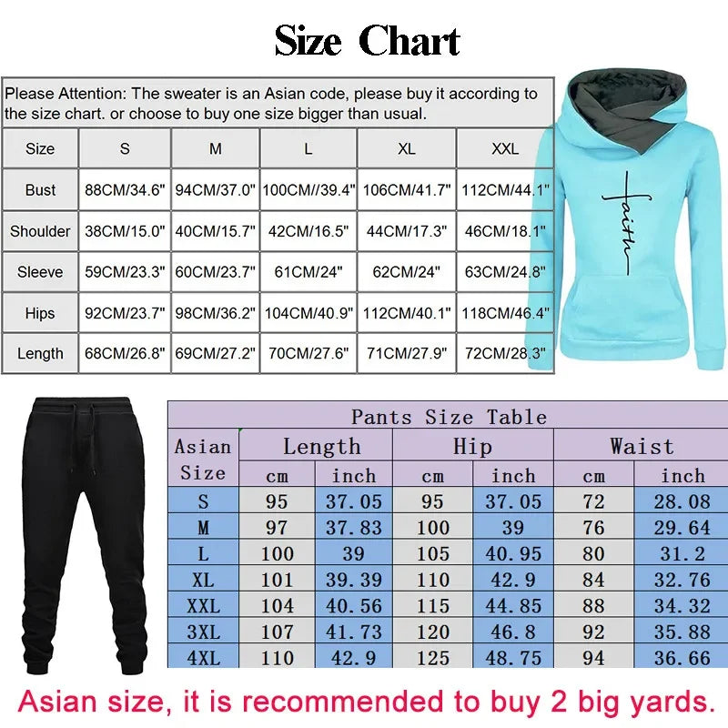 Woman Tracksuit Two Piece Set Winter Warm Hoodies+Pants Pullovers Sweatshirts Female Jogging Woman Clothing Sports