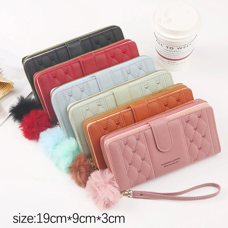 Women Long Wallet Pu Leather Card Holder Large Capacity Hasp Zipper Coin Purse Multi Card Organizer Cell Phone Wristlet Handbag bags