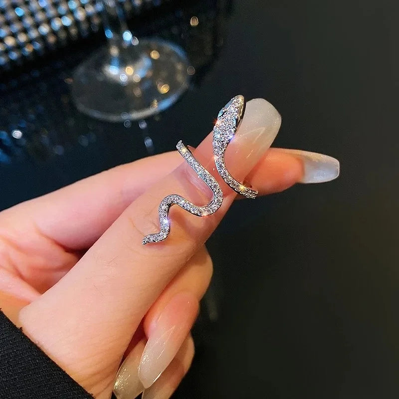 Irregular Open Rings Crystal Heart Bow Snake Finger Rings for Women Girls Kpop Sweet Trendy Aesthetic Jewelry Gift Wholesale  rings