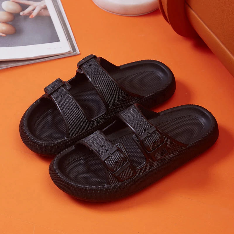 Fashion Buckle Thick Platform Slippers Women Home Soft Sole eva Cloud Slides Sandals Woman  Summer Non Slip Beach Flip Flops slipper