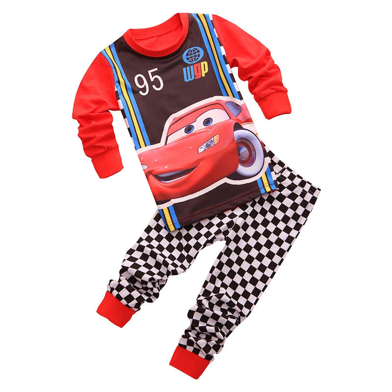 Spring Autumn Children's Clothing Sets Boys 95 Cars McQueen Cartoon Sleepwear Clothes Kids Pajamas Set Baby Girls Cotton Pyjamas sports wear boys