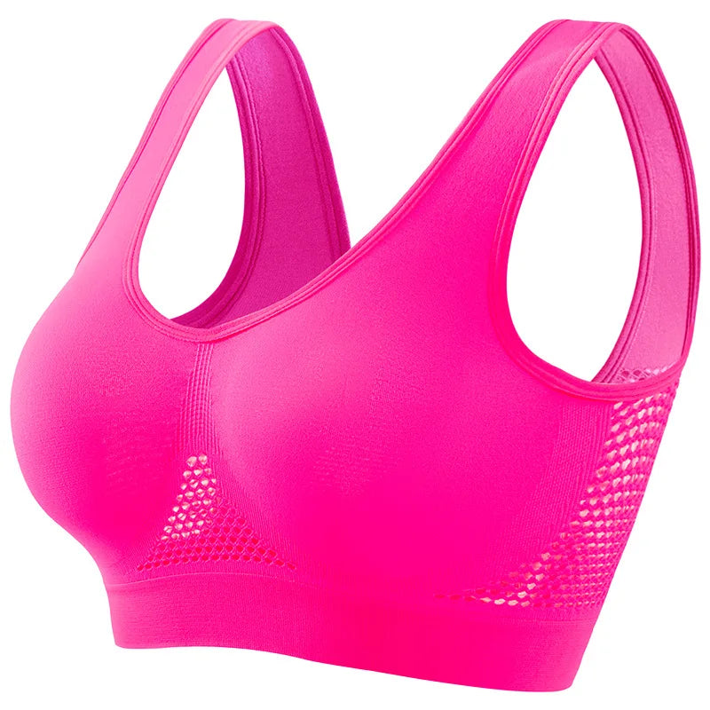 Seamless Mesh Women Sports Bras Fitness Gym Running Underwear Shockproof Bra Wireless Plus Size Crop Top Breathable Yoga Bra sports