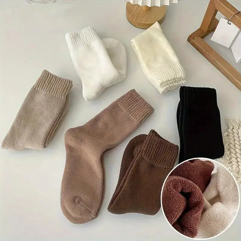 5 Pairs of Thick, Warm, and Cozy Thermal Mid Tube Socks for Women - Soft Versatile, and Stylish - Perfect for Cold Weather Socks