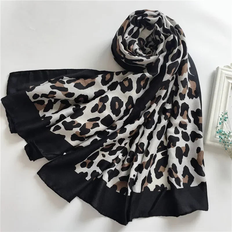 Fashion Design Sexy Leopard Dot Tassel Viscose Shawl Scarf High Quality Neckerchief Autumn Winter Foulards Muslim Hijab Sjaal scarf and shawl