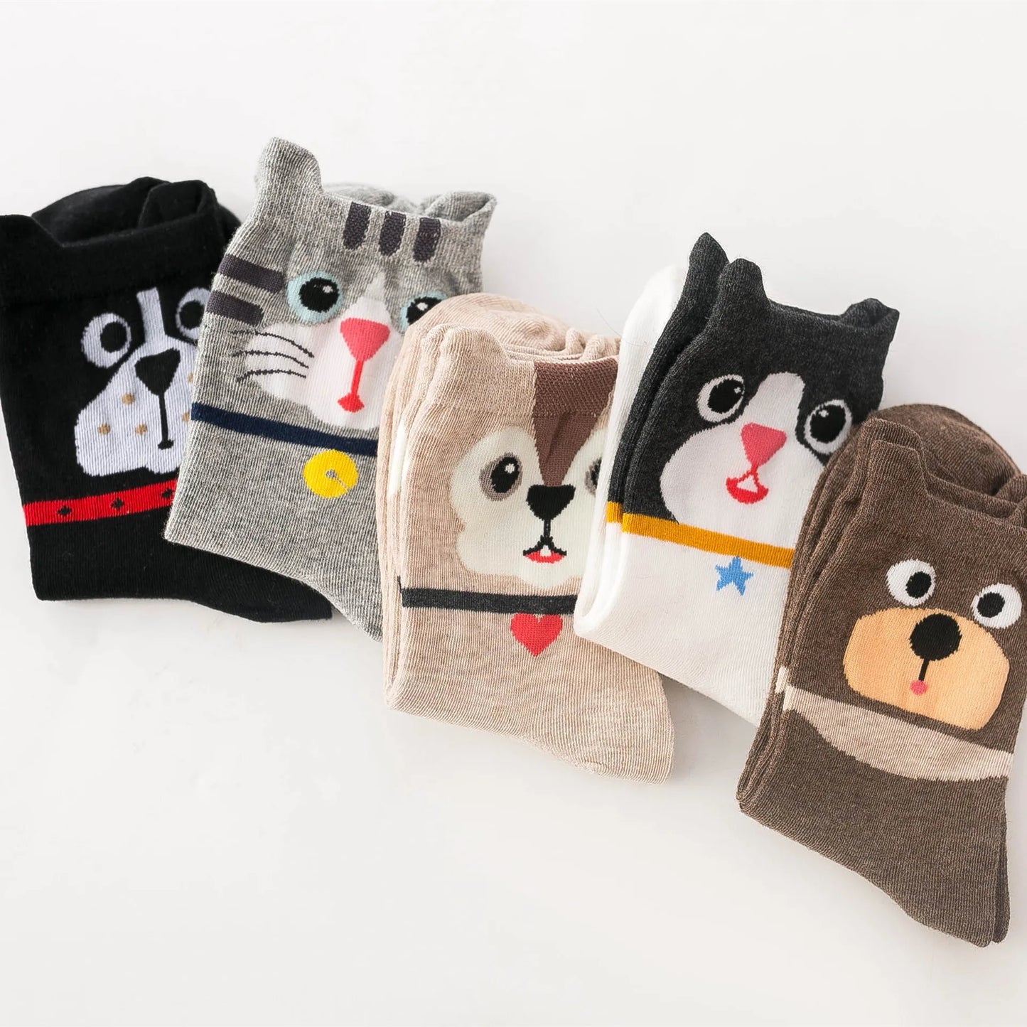 5 Pairs Women Socks Cartoon Cat Cute Funny Personality Soft Comfortable Chrismas Gift High Quality Cotton Socks For Women Socks