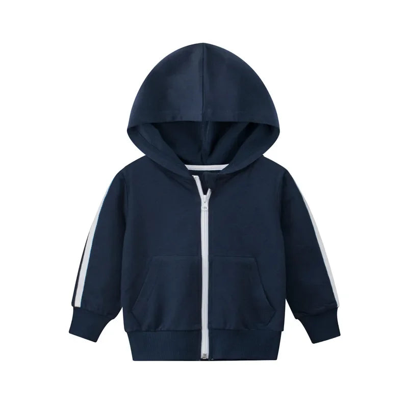 Spring Autumn New Zipper Jackets for Boys Children's Hooded Coat Kids Clothes Cardigan Girls Stripe Long Sleeve Hoodie Tops boys jackets and coats