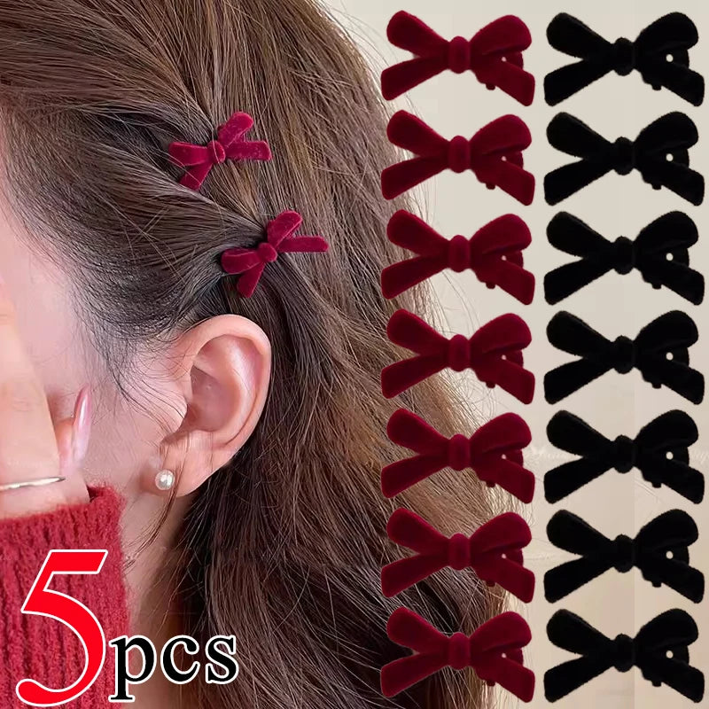 Mini Red Velvet Bow Hair Clips Little Girls Sweet Candy Color Velvet Small Bow Knot Hairpins Hairgrips Barrette Hair Accessories   hairclips