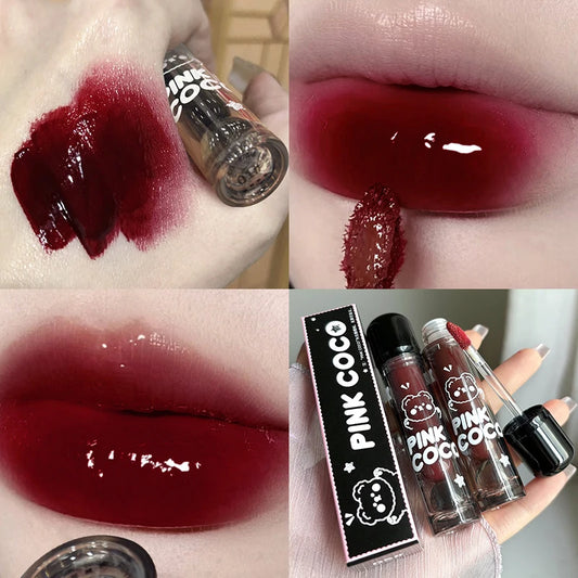 Punk Juice Red Lipgloss Black Mirror Glass Water Light Clear Lip Glaze Waterproof Non Stick Liquid Lipstick Nude Lip Tint Makeup  lips