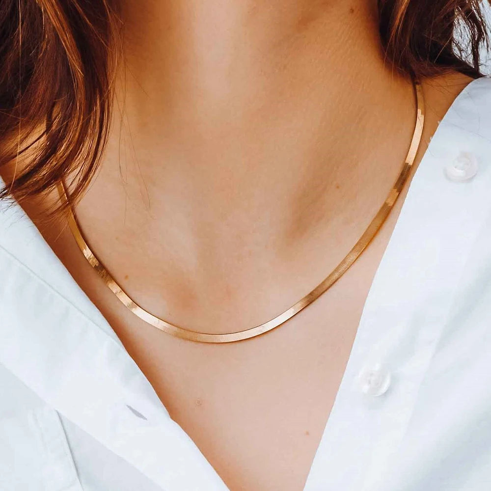 Hot Sale Fashion Unisex Model Snake Chain Women's Necklace Choke Stainless Steel Gold-Plated Accessories Wholesale  necklace