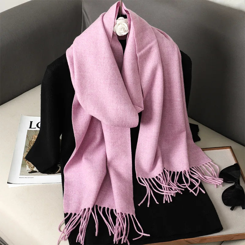 62Color Solid Women Winter Scarf Warm Thicken Cashmere Shawl Outdoor Fashion Luxury Tassels Pashmina Lady Wrap Windproof Scarves scarf and shawl