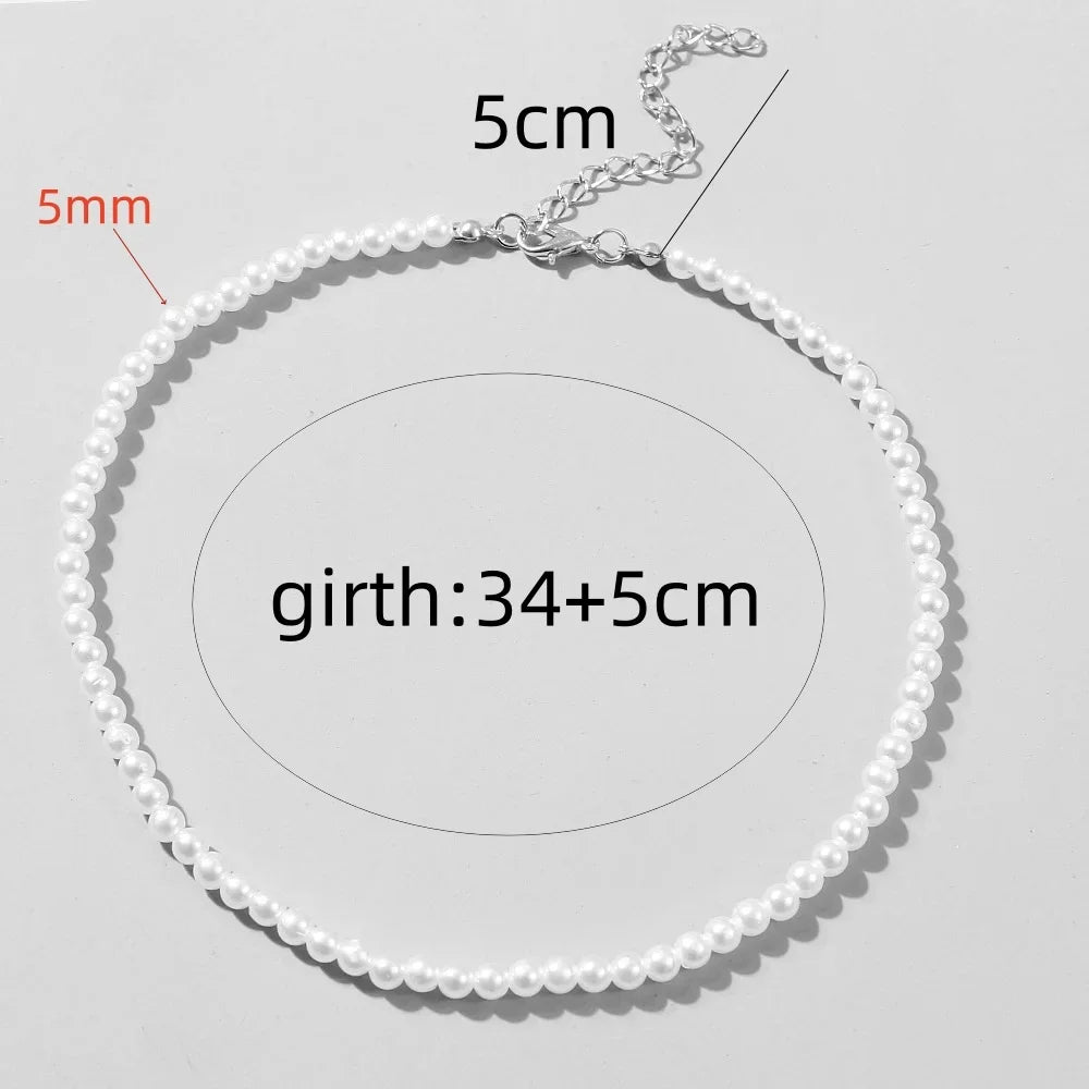 Trend 4-8mm White Pearl Chokers Necklace Clavicle Chain For Women Classic Elegant Wedding Neck Jewelry Love Pendant Gift  necklace