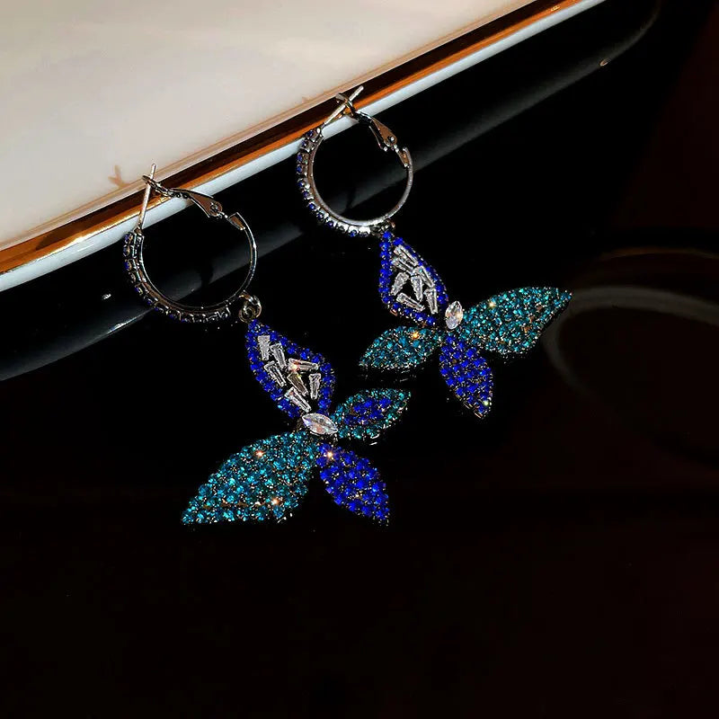 New Butterfly Zircon Earrings women's Korean jewelry literary style earrings net red temperament simple new earrings earring