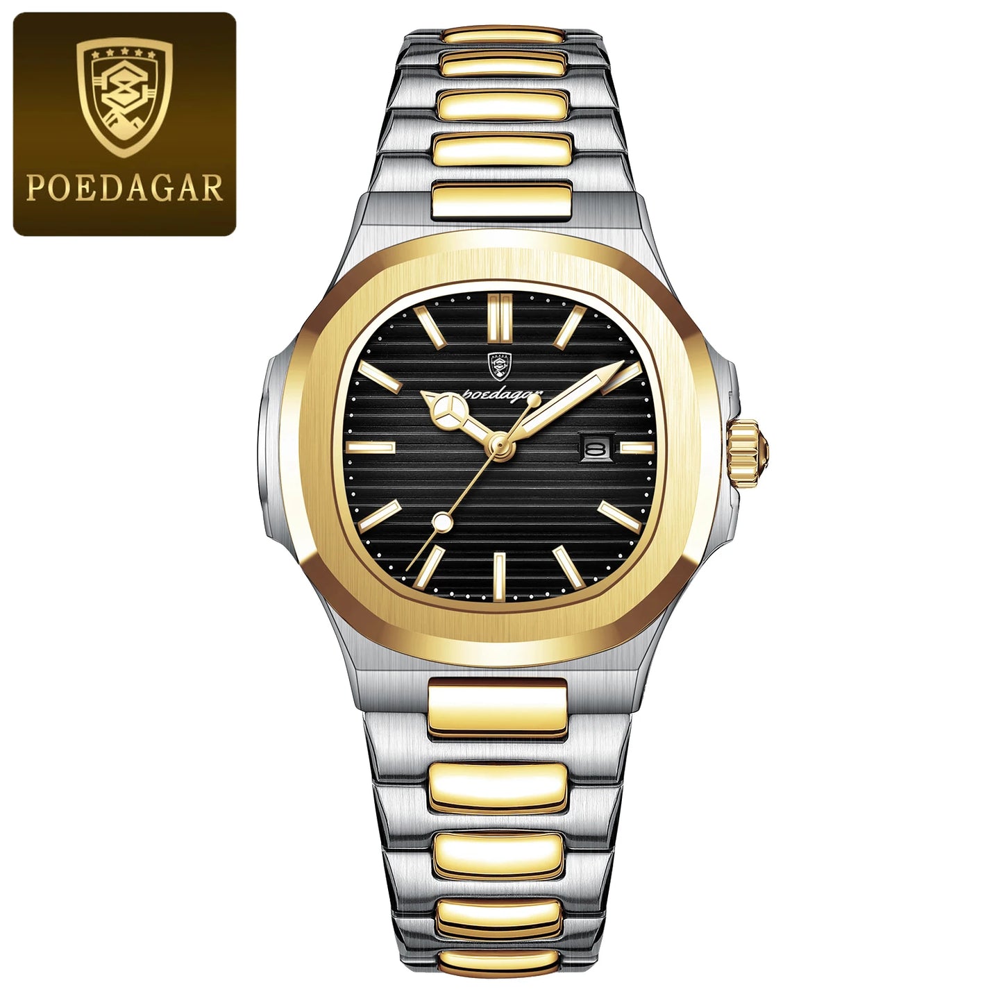 POEDAGAR Luxury Square Watch for Woman Waterproof Luminous Date Ladies Watch Stainless Steel Quartz Women's Watches Female Reloj watch