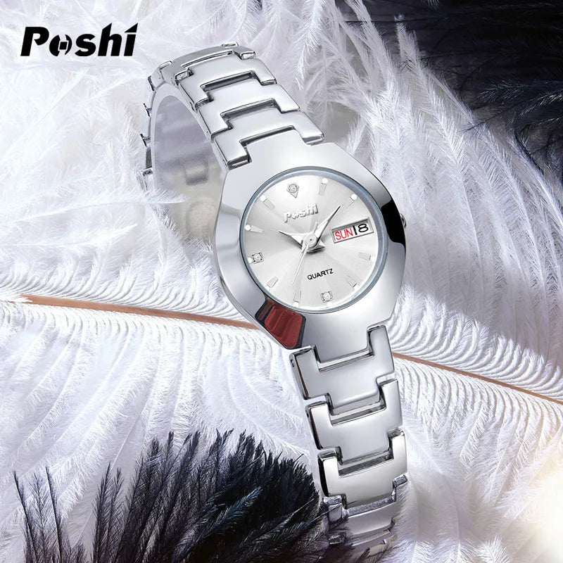 Women Watch Stainless Steel Simple Waterproof Luminous with Date Week Quartz Watches Elegant Bracelet for Gift watch