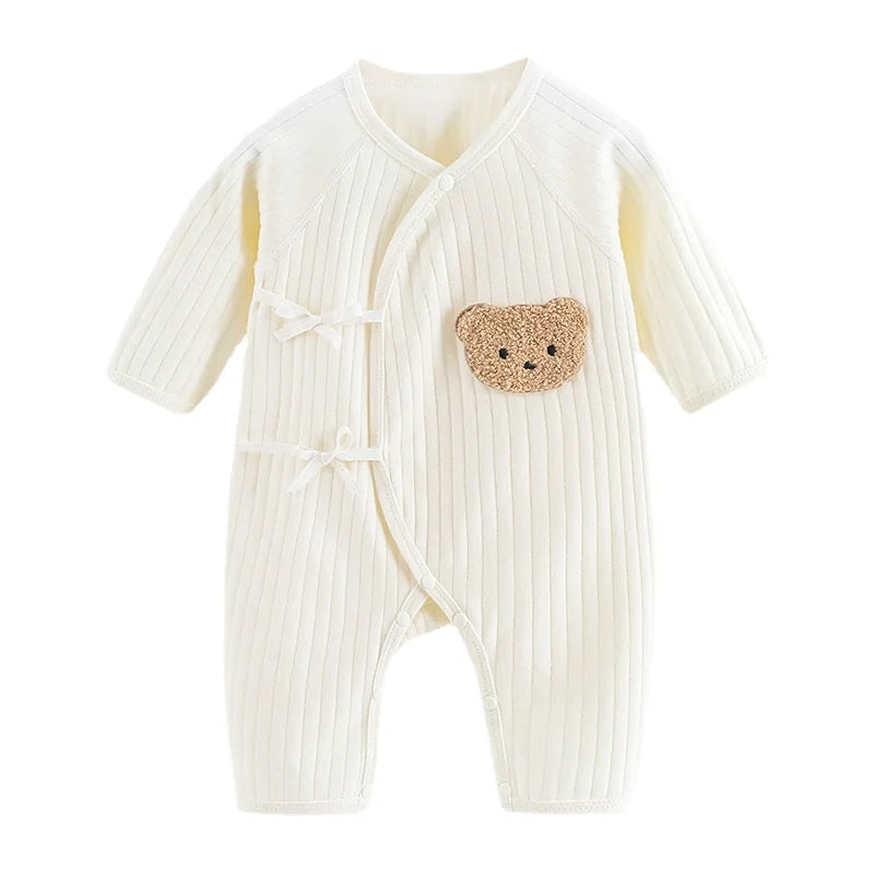 Boys Girls One Piece Outfit  100% Cotton Newborn Baby Long Sleeve Romper Infant Solid Knitting Thin Jumpsuit For Seasons infants boys