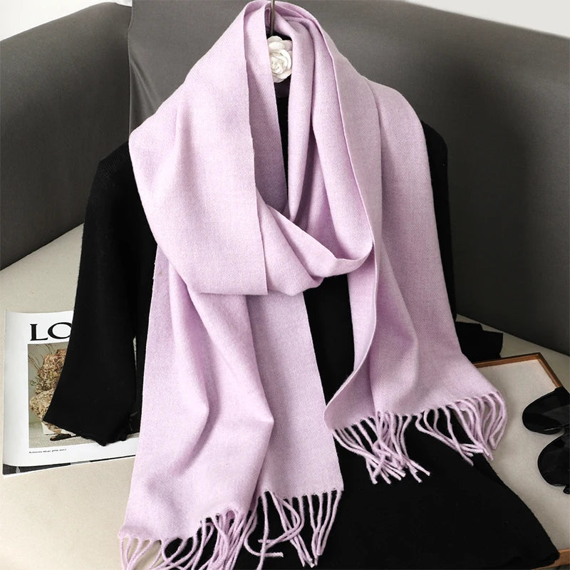 New 62 Color Winter Scarf For Women Long Warm Cashmere Scarves Hijab Solid Lady Shawl Wrap Female Pashmina Bandana Head Scarfs scarf and shawl